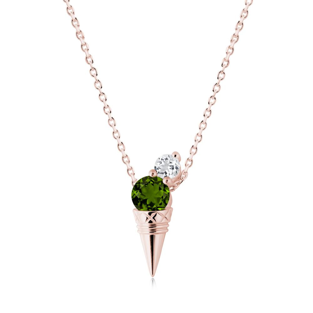 Diopside and White Topaz Toi Et Moi Necklace - LUO Jewelry #metal_18k rose gold