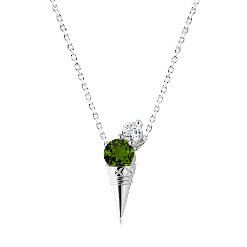 Diopside and White Topaz Toi Et Moi Necklace - LUO Jewelry #metal_18k white gold