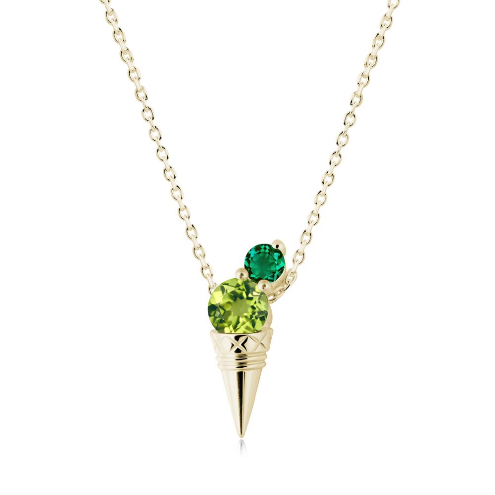 Emerald and Peridot Toi Et Moi Necklace - LUO Jewelry #metal_14k yellow gold