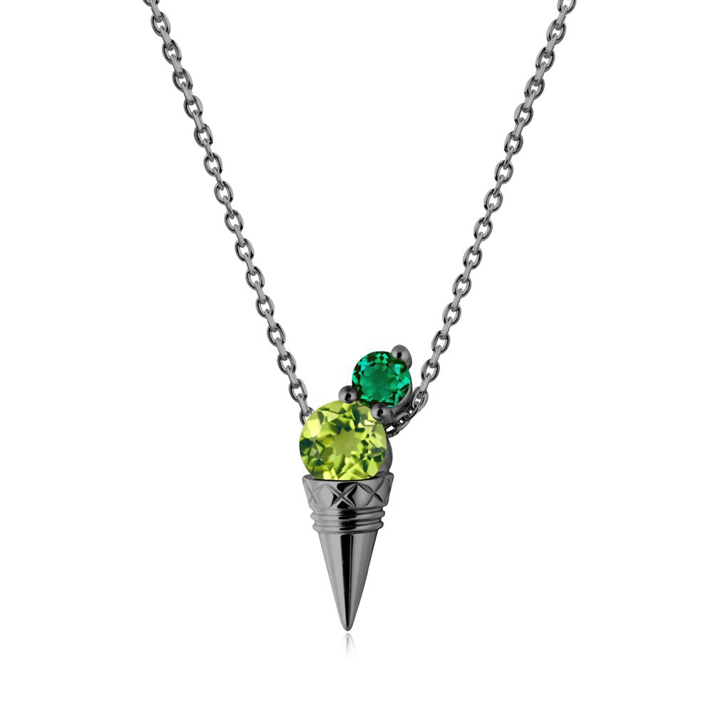 Emerald and Peridot Toi Et Moi Necklace - LUO Jewelry #metal_black finish sterling silver