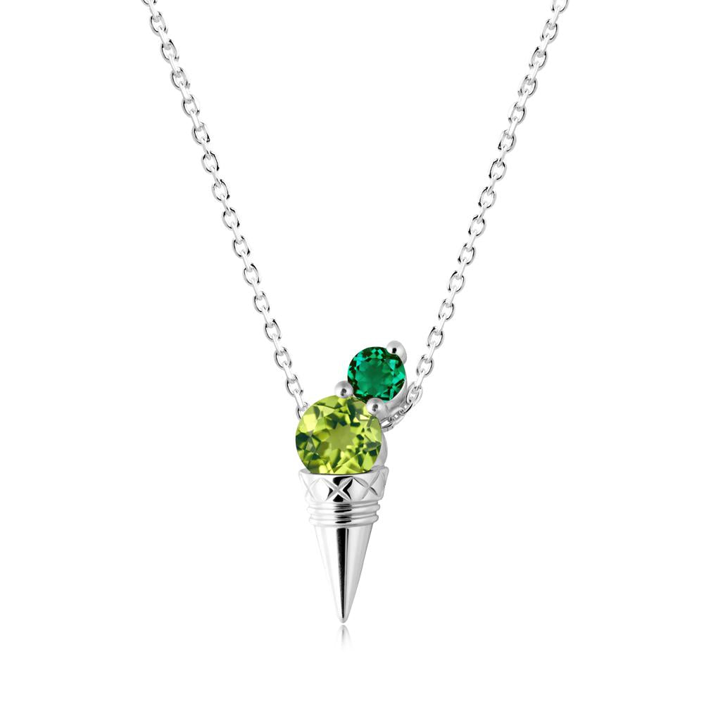 Emerald and Peridot Toi Et Moi Necklace - LUO Jewelry #metal_sterling silver