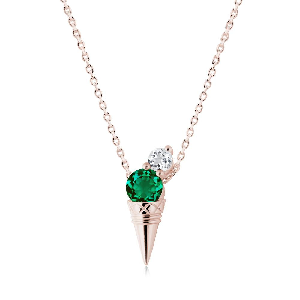 Ice Cream Inspired Emerald and White Topaz Necklace - LUO Jewelry #metal_14k rose gold
