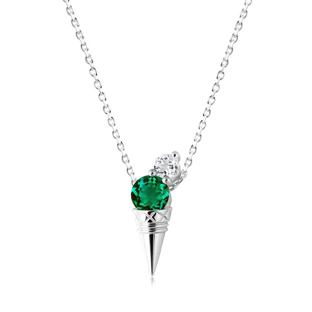 Ice Cream Inspired Emerald and White Topaz Necklace - LUO Jewelry #metal_14k white gold