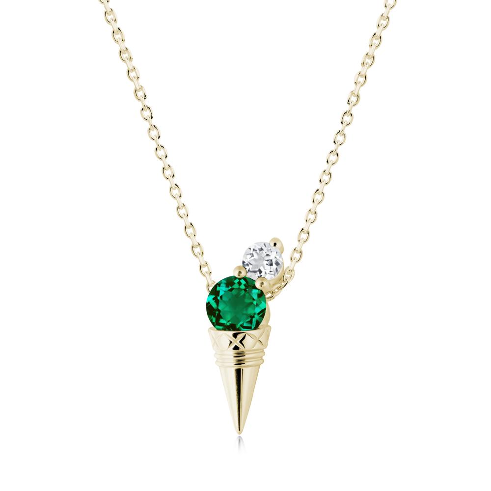 Ice Cream Inspired Emerald and White Topaz Necklace - LUO Jewelry #metal_14k yellow gold