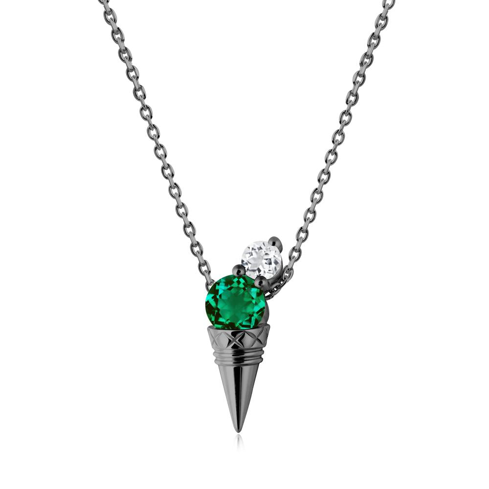 Ice Cream Inspired Emerald and White Topaz Necklace - LUO Jewelry #metal_black finish sterling silver