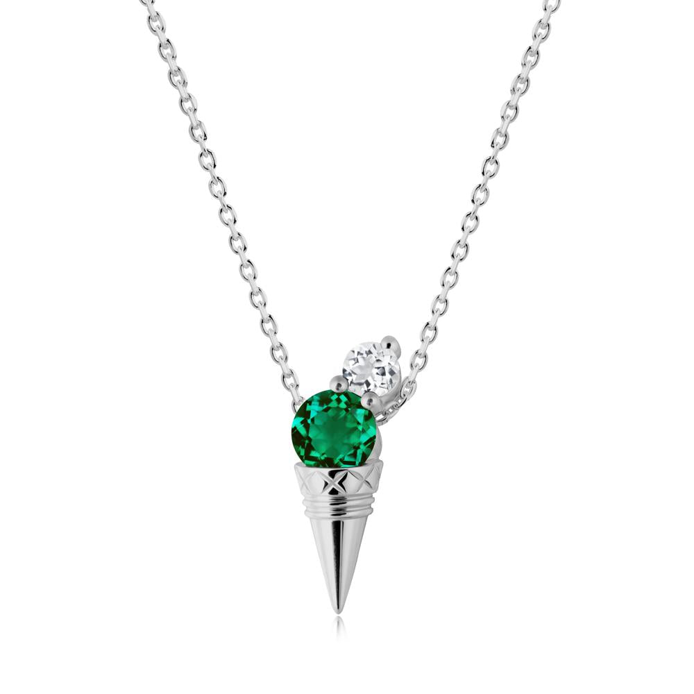 Ice Cream Inspired Emerald and White Topaz Necklace - LUO Jewelry #metal_platinum