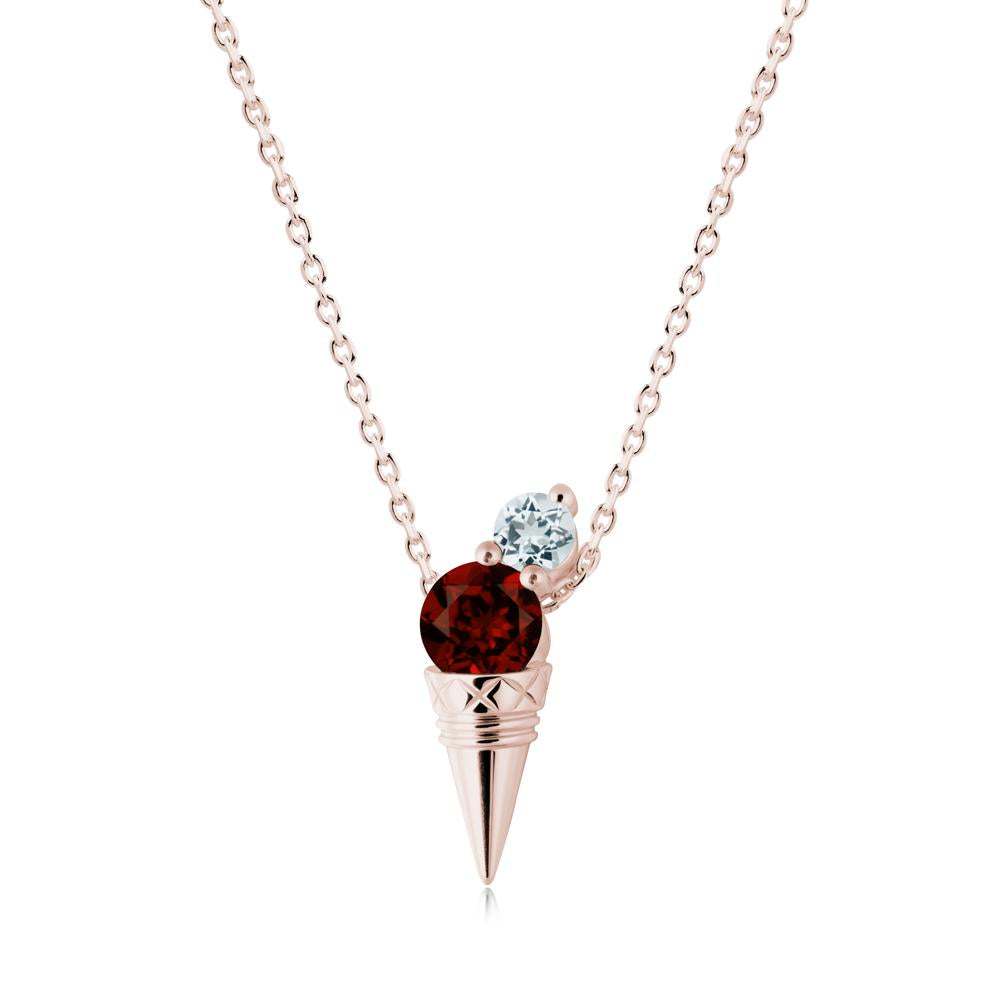 Garnet and Aquamarine Toi Et Moi Necklace - LUO Jewelry #metal_14k rose gold