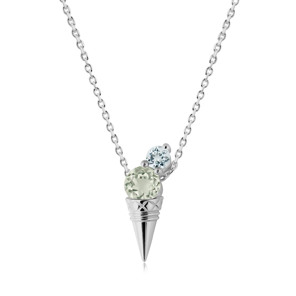 Ice Cream Inspired Green Amethyst and Aquamarine Necklace - LUO Jewelry #metal_platinum