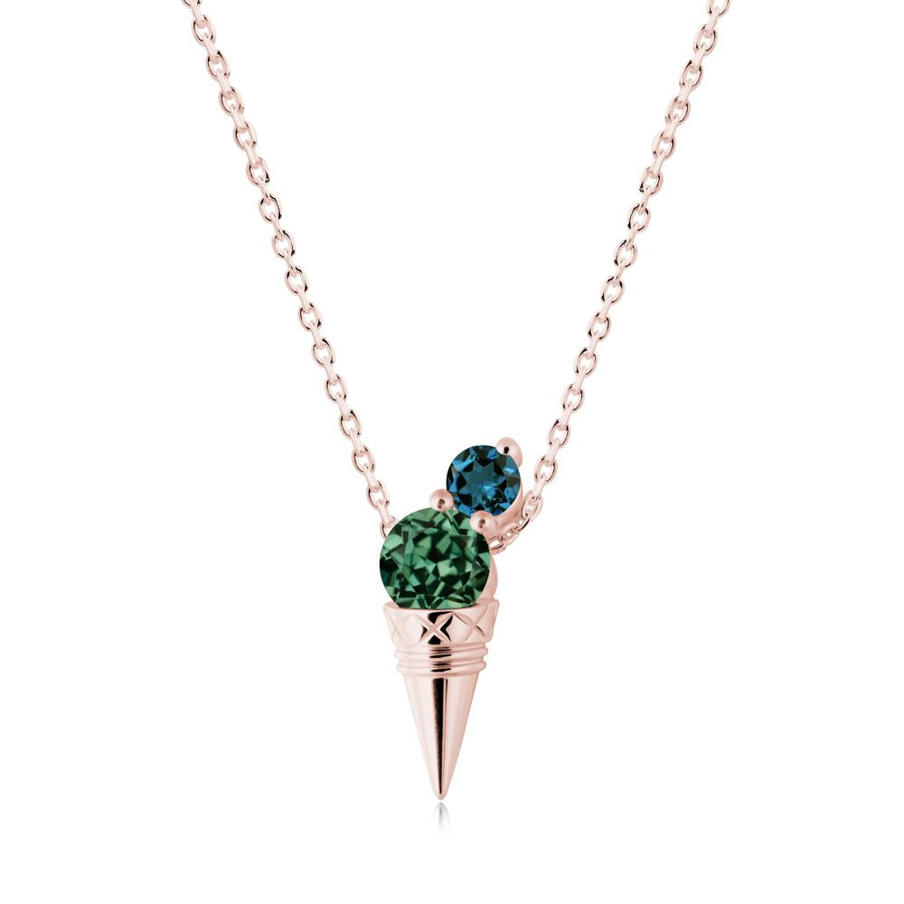 Ice Cream Inspired Green Sapphire and London Blue Topaz Necklace - LUO Jewelry #metal_18k rose gold