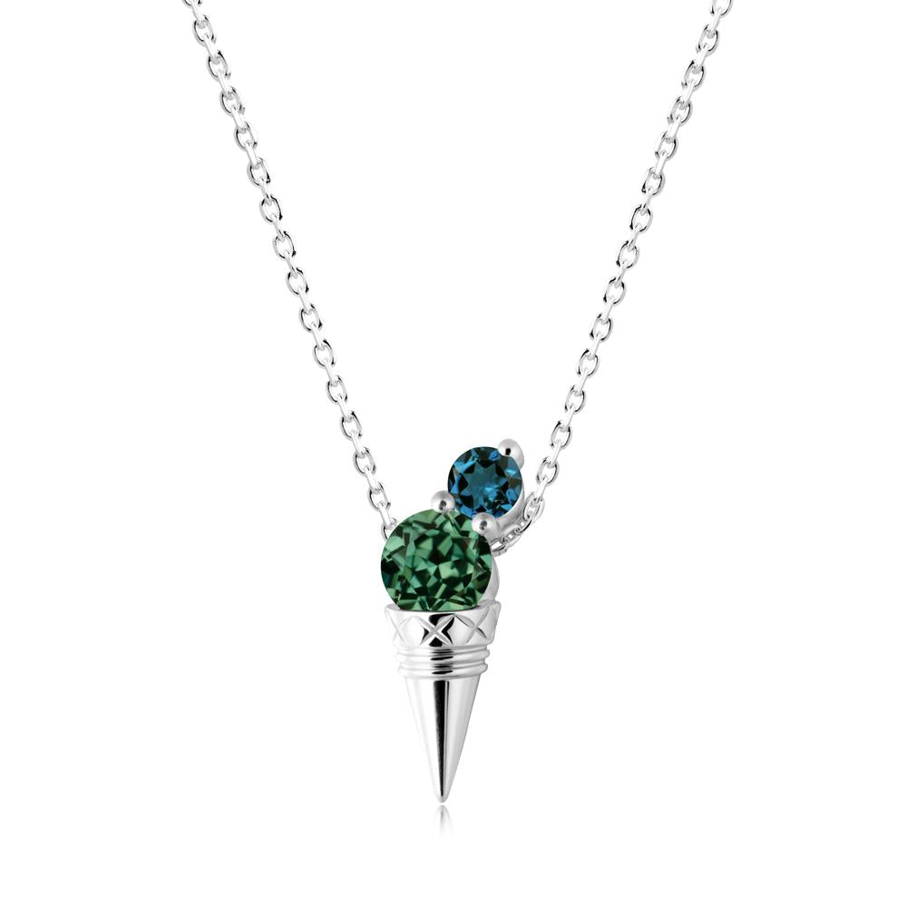 Ice Cream Inspired Green Sapphire and London Blue Topaz Necklace - LUO Jewelry #metal_18k white gold