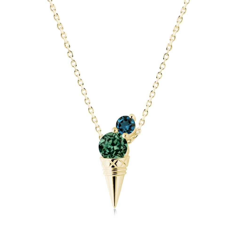Ice Cream Inspired Green Sapphire and London Blue Topaz Necklace - LUO Jewelry #metal_18k yellow gold