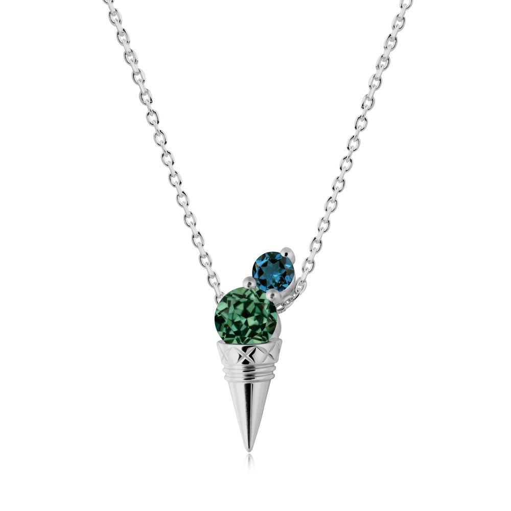 Ice Cream Inspired Green Sapphire and London Blue Topaz Necklace - LUO Jewelry #metal_platinum