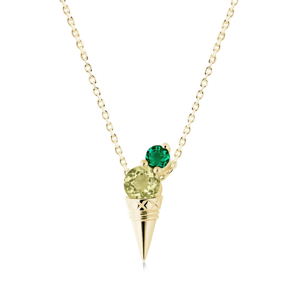 Lemon Quartz and Emerald Toi Et Moi Necklace - LUO Jewelry #metal_18k yellow gold