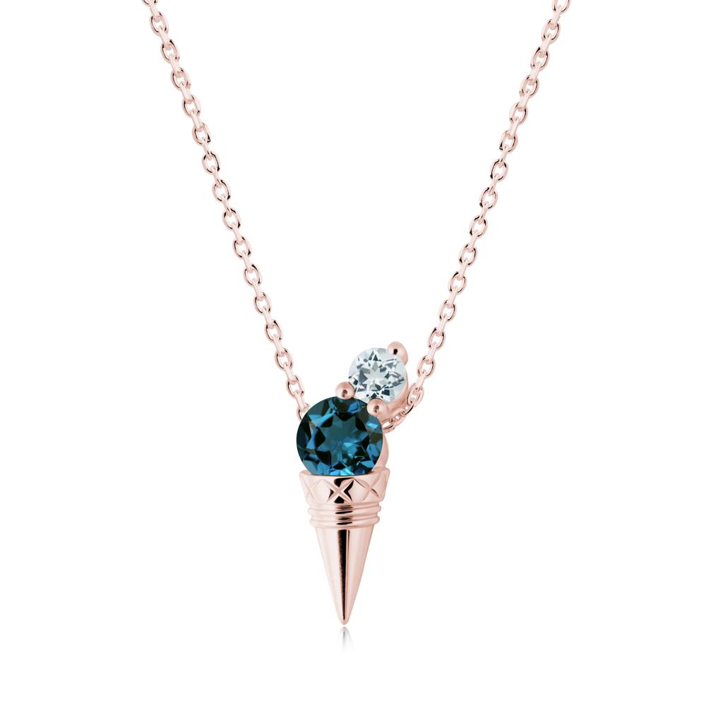 London Blue Topaz and Aquamarine Toi Et Moi Necklace - LUO Jewelry #metal_18k rose gold