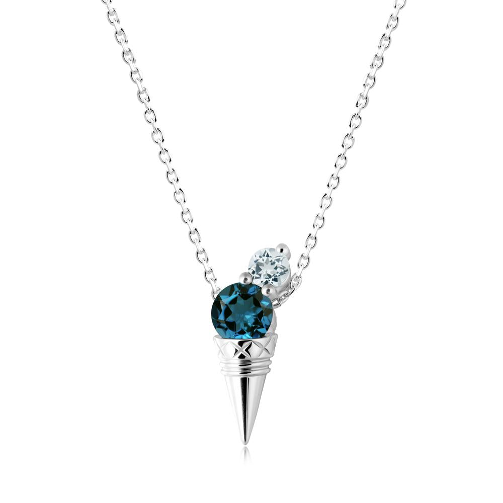 London Blue Topaz and Aquamarine Toi Et Moi Necklace - LUO Jewelry #metal_18k white gold