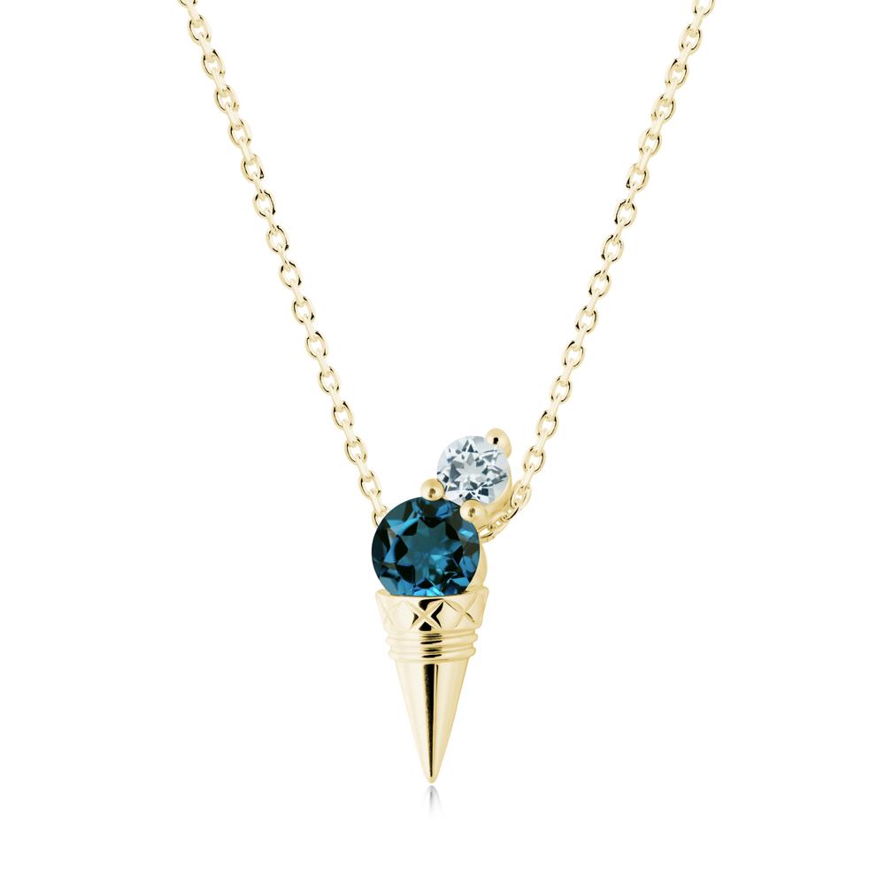 London Blue Topaz and Aquamarine Toi Et Moi Necklace - LUO Jewelry #metal_18k yellow gold