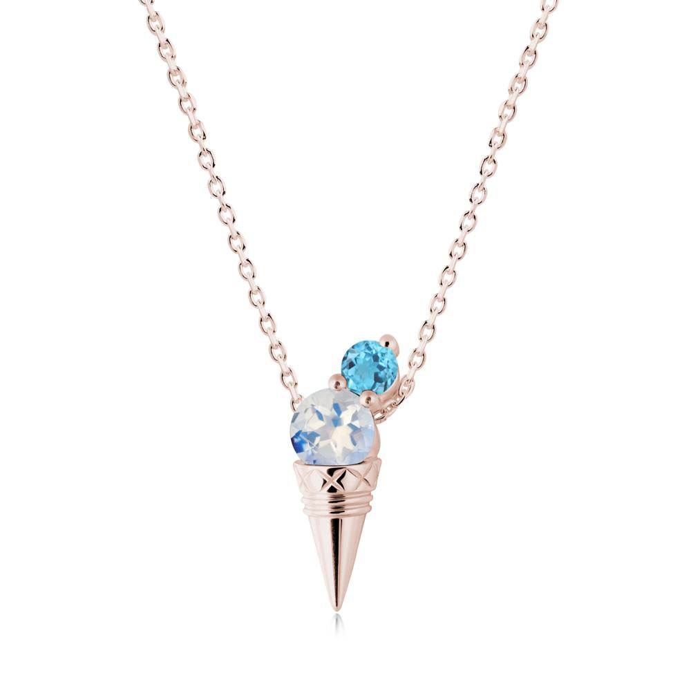 Moonstone and Swiss Blue Topaz Toi Et Moi Necklace - LUO Jewelry #metal_14k rose gold