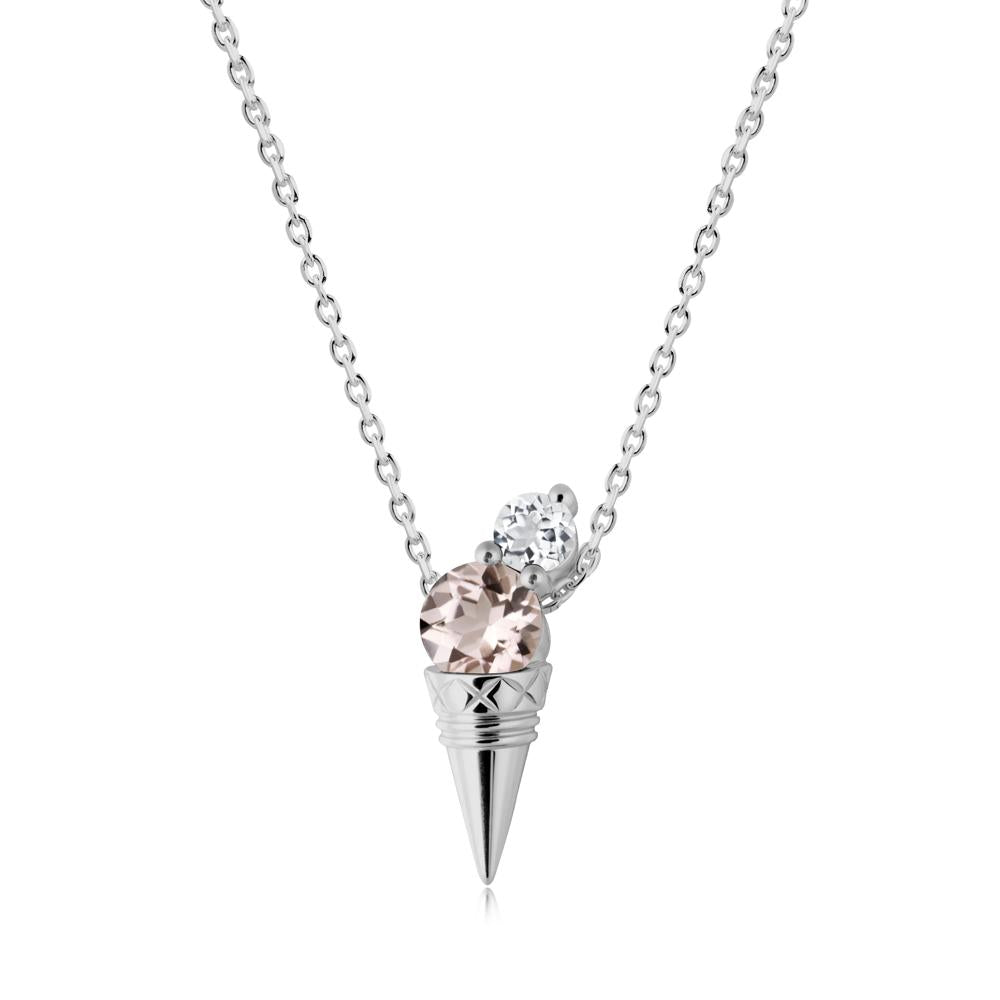 Ice Cream Inspired Morganite and White Topaz Necklace - LUO Jewelry #metal_platinum