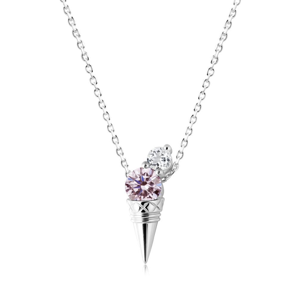 Ice Cream Inspired Pink Cubic Zirconia and White Topaz Necklace - LUO Jewelry #metal_14k white gold