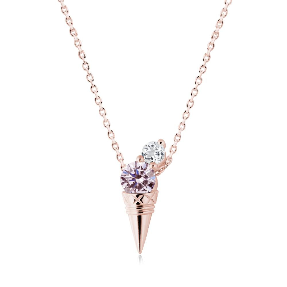 Ice Cream Inspired Pink Cubic Zirconia and White Topaz Necklace - LUO Jewelry #metal_18k rose gold