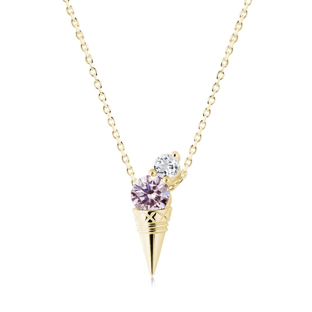 Ice Cream Inspired Pink Cubic Zirconia and White Topaz Necklace - LUO Jewelry #metal_18k yellow gold
