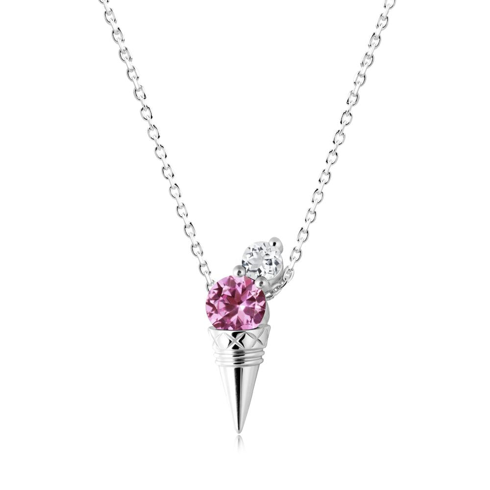 Pink Sapphire and White Topaz Toi Et Moi Necklace - LUO Jewelry #metal_18k white gold
