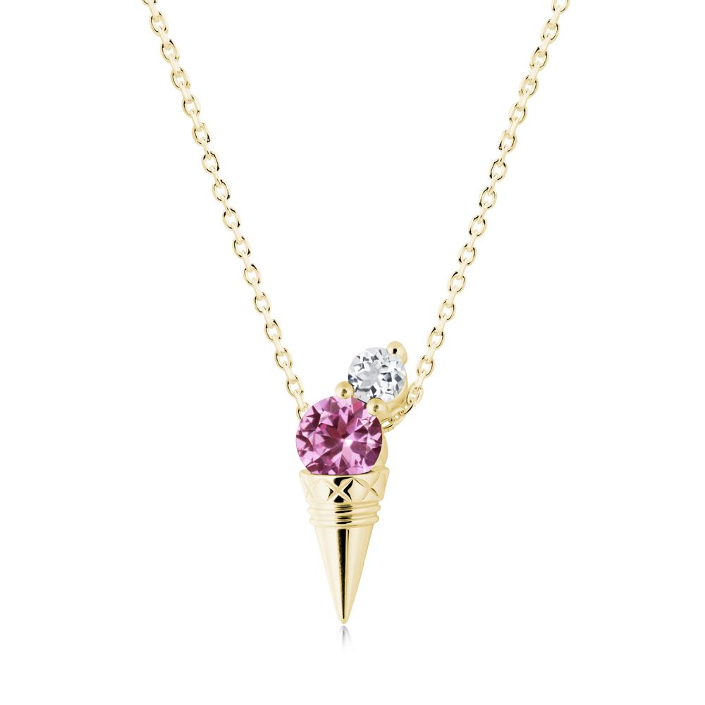 Pink Sapphire and White Topaz Toi Et Moi Necklace - LUO Jewelry #metal_18k yellow gold