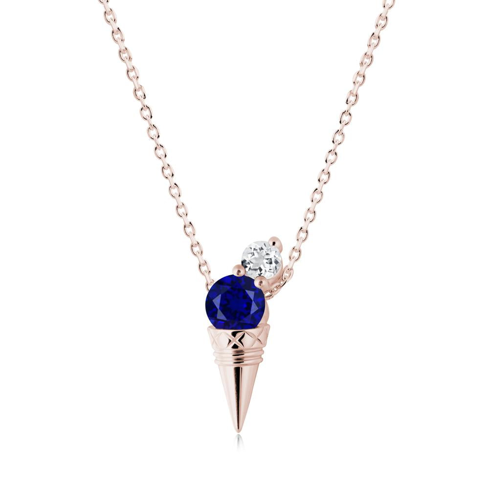 Sapphire and White Topaz Toi Et Moi Necklace - LUO Jewelry #metal_14k rose gold