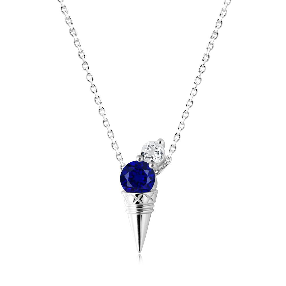 Sapphire and White Topaz Toi Et Moi Necklace - LUO Jewelry #metal_18k white gold