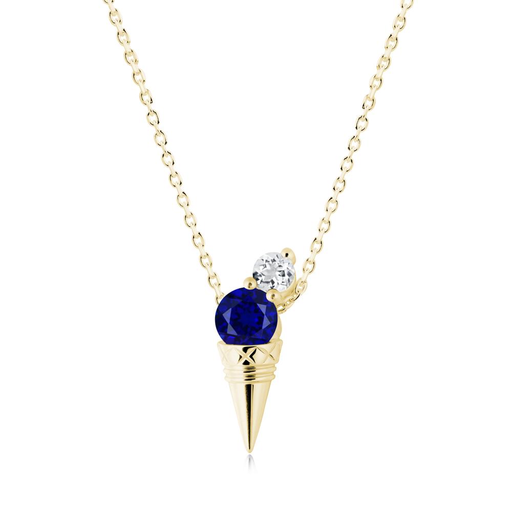 Sapphire and White Topaz Toi Et Moi Necklace - LUO Jewelry #metal_18k yellow gold