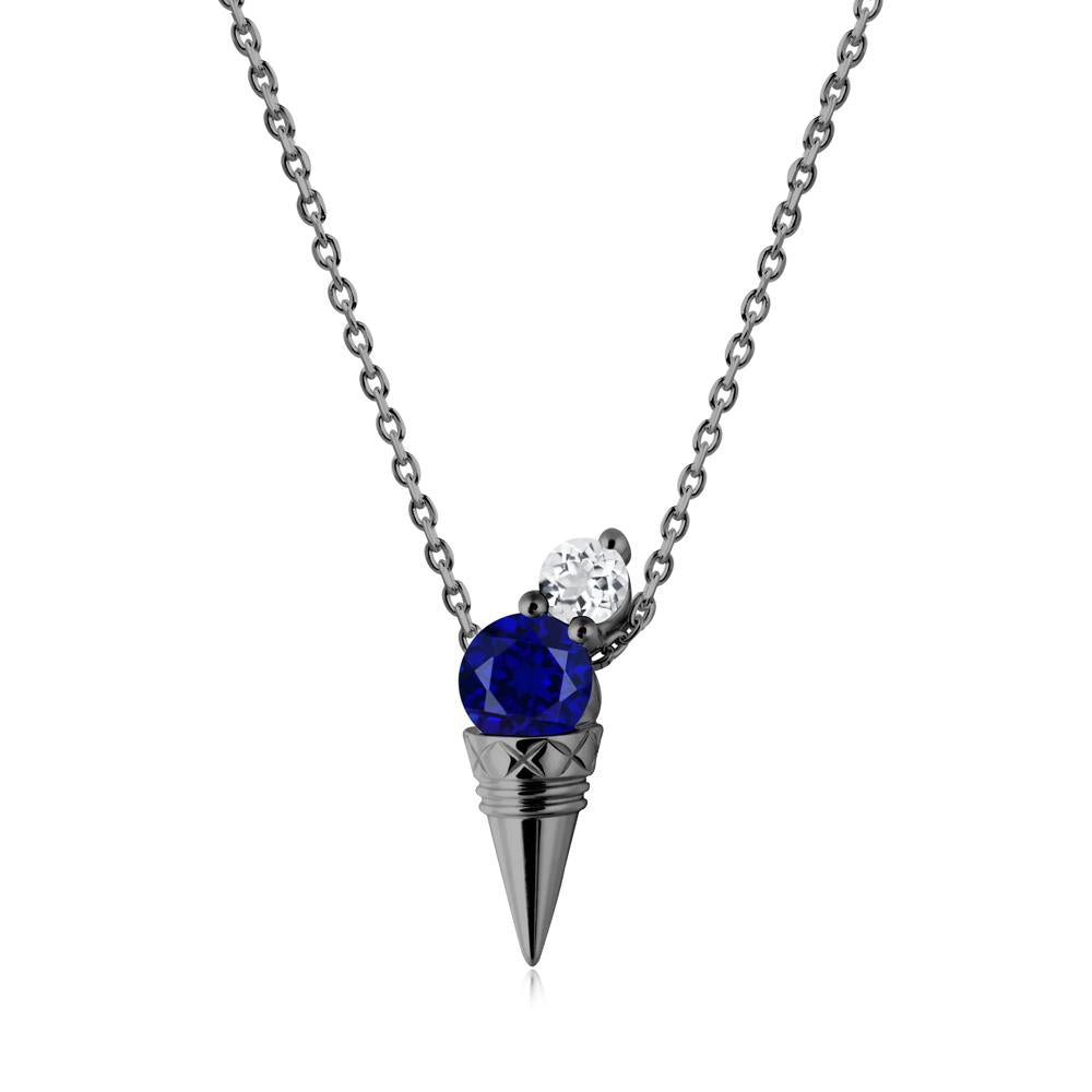 Sapphire and White Topaz Toi Et Moi Necklace - LUO Jewelry #metal_black finish sterling silver