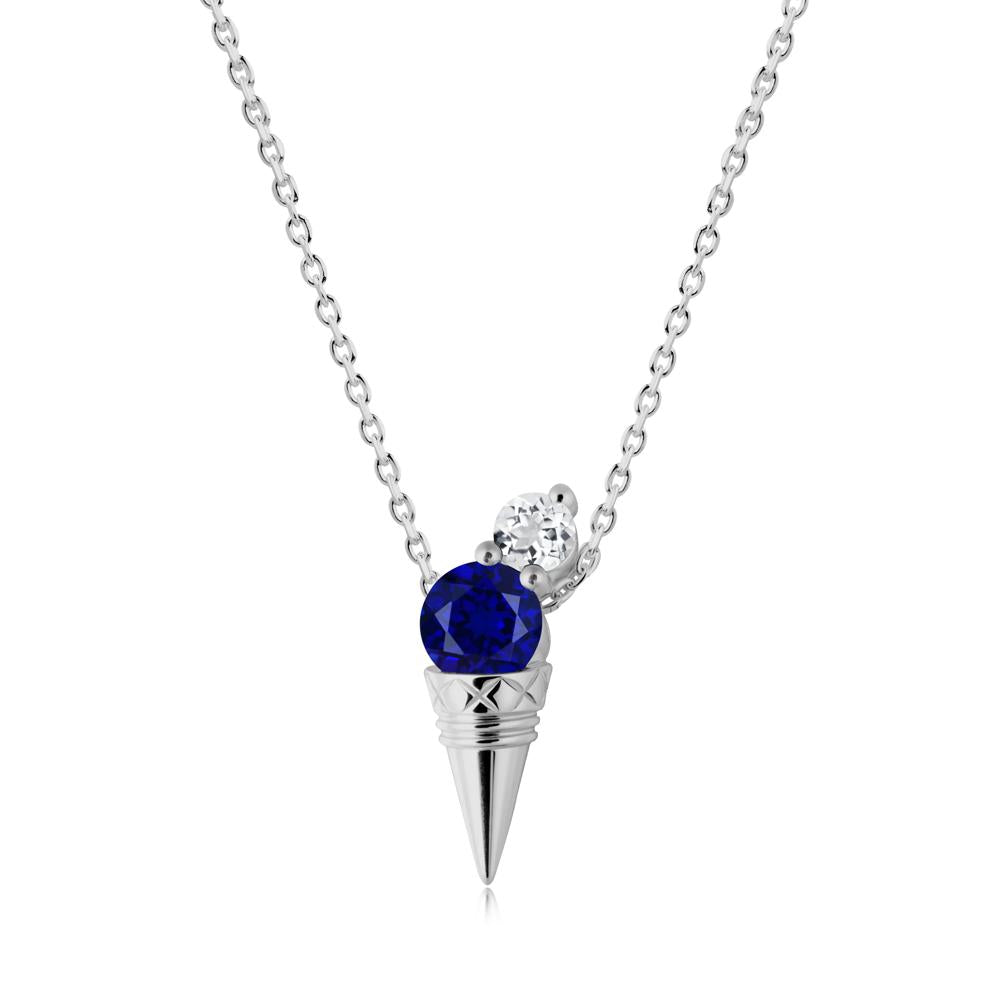 Sapphire and White Topaz Toi Et Moi Necklace - LUO Jewelry #metal_platinum