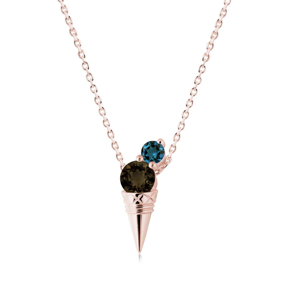 Ice Cream Inspired Smoky Quartz and London Blue Topaz Necklace - LUO Jewelry #metal_18k rose gold