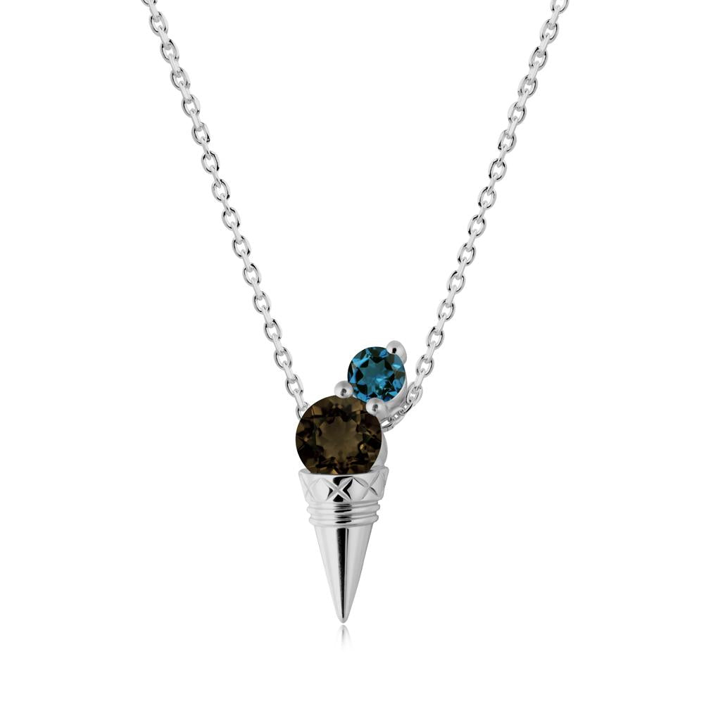 Ice Cream Inspired Smoky Quartz and London Blue Topaz Necklace - LUO Jewelry #metal_platinum
