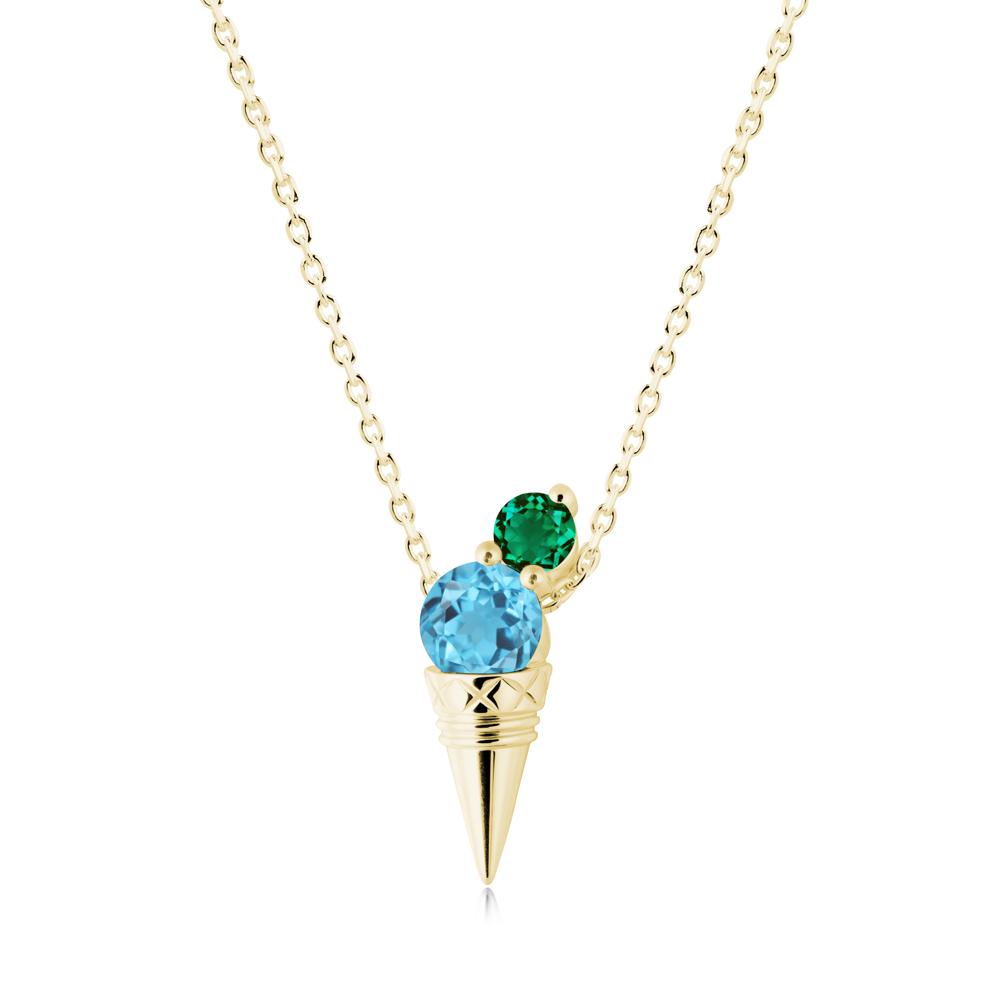 Swiss Blue Topaz and Emerald Toi Et Moi Necklace - LUO Jewelry #metal_18k yellow gold