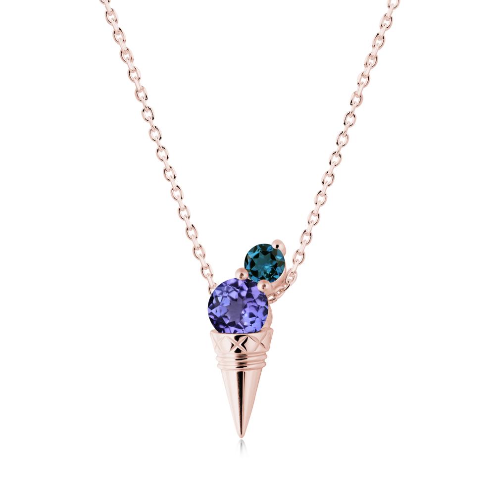 Tanzanite and London Blue Topaz Toi Et Moi Necklace - LUO Jewelry #metal_18k rose gold