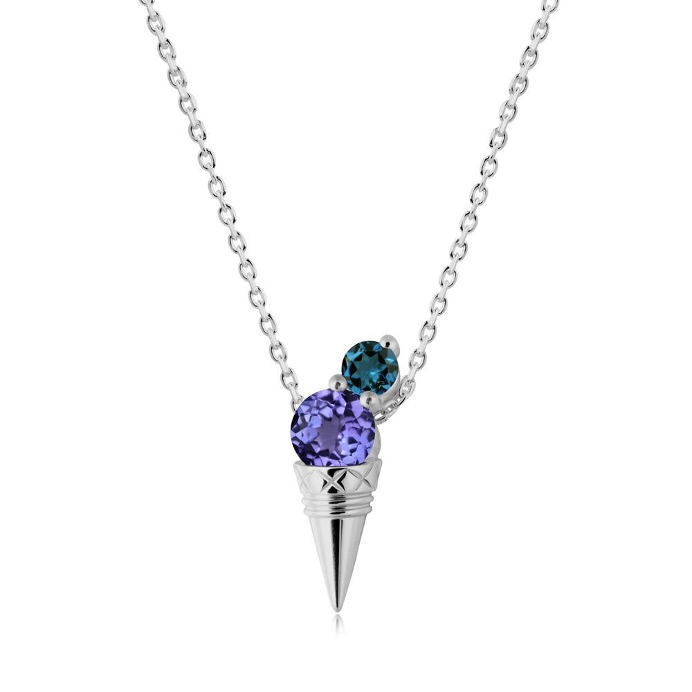 Tanzanite and London Blue Topaz Toi Et Moi Necklace - LUO Jewelry #metal_platinum