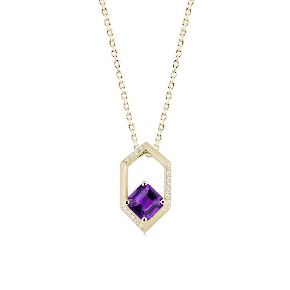 Geometric Asscher Amethyst Pendant - LUO Jewelry #metal_14k yellow gold