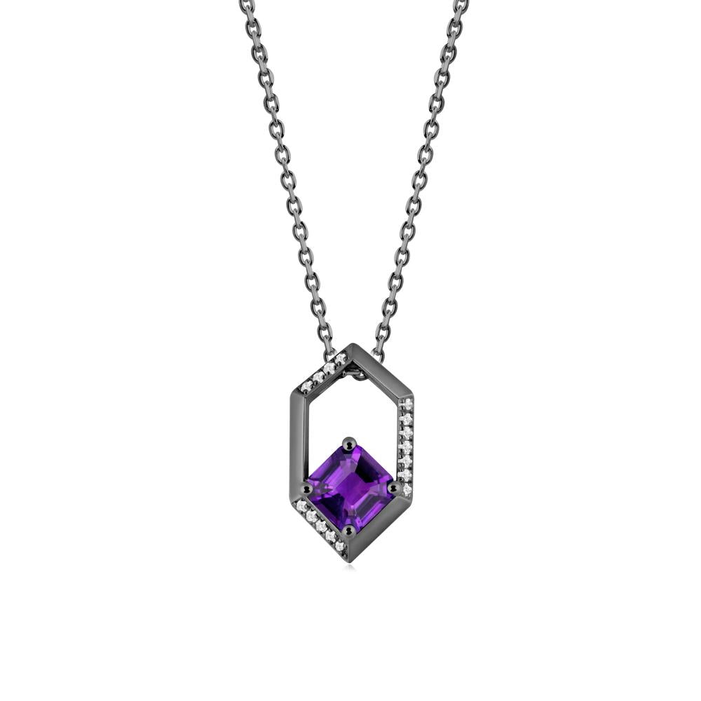 Geometric Asscher Amethyst Pendant - LUO Jewelry #metal_black finish sterling silver