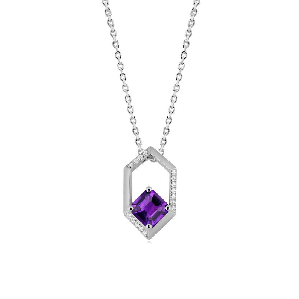Geometric Asscher Amethyst Pendant - LUO Jewelry #metal_platinum