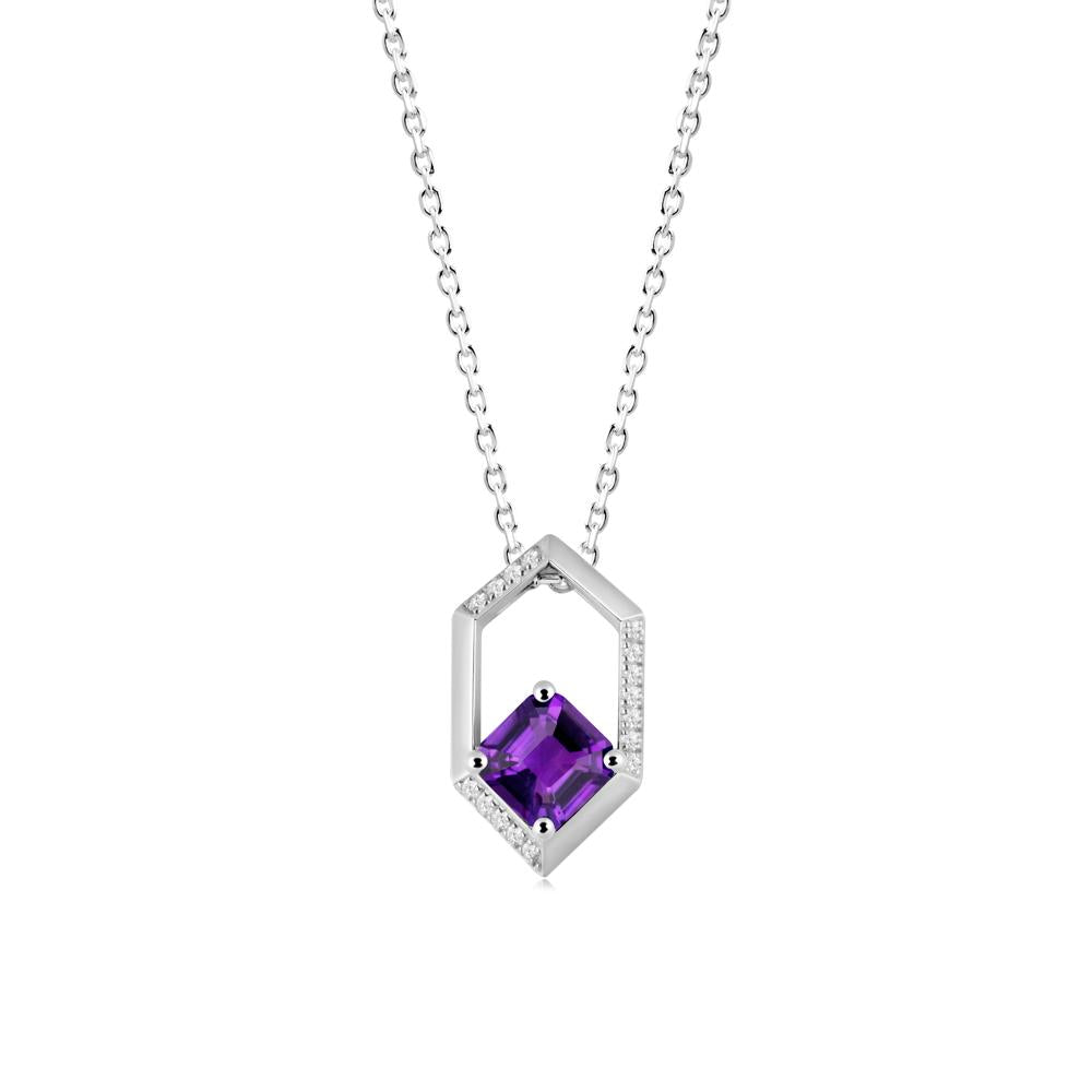 Geometric Asscher Amethyst Pendant - LUO Jewelry #metal_sterling silver