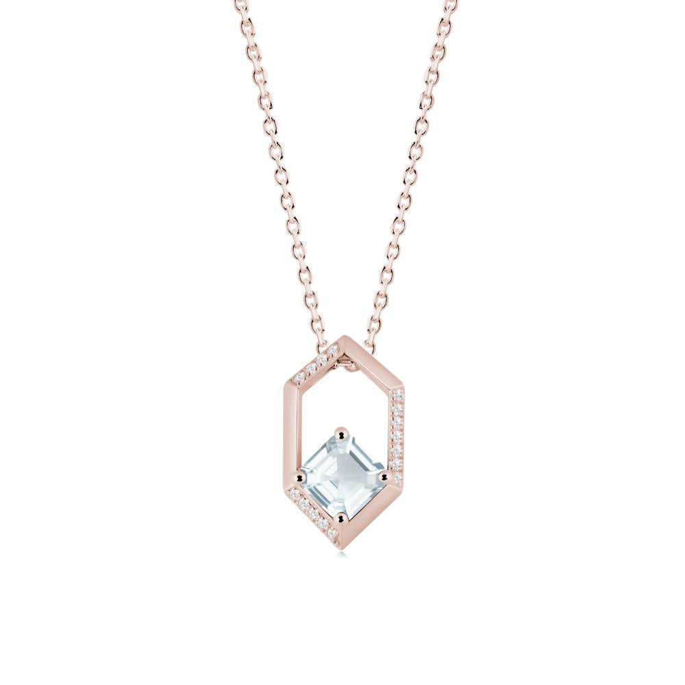 Geometric Asscher Aquamarine Pendant - LUO Jewelry #metal_14k rose gold