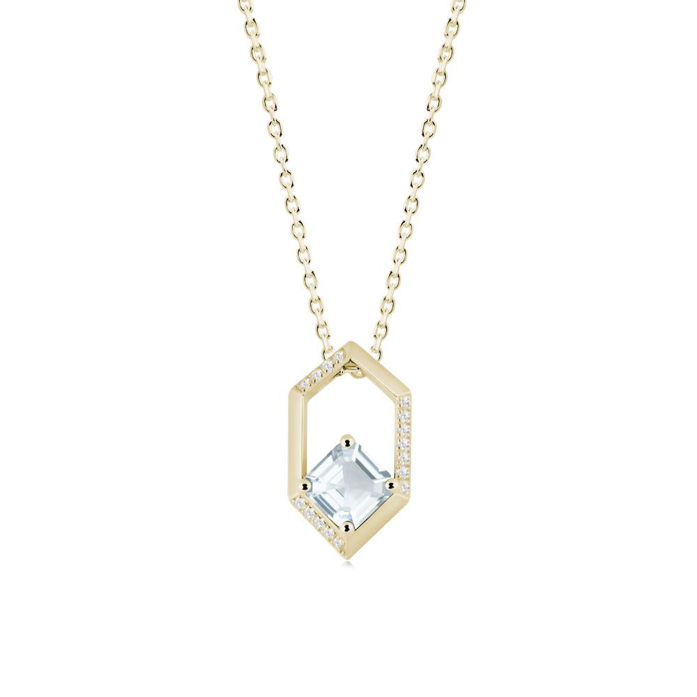 Geometric Asscher Aquamarine Pendant - LUO Jewelry #metal_14k yellow gold