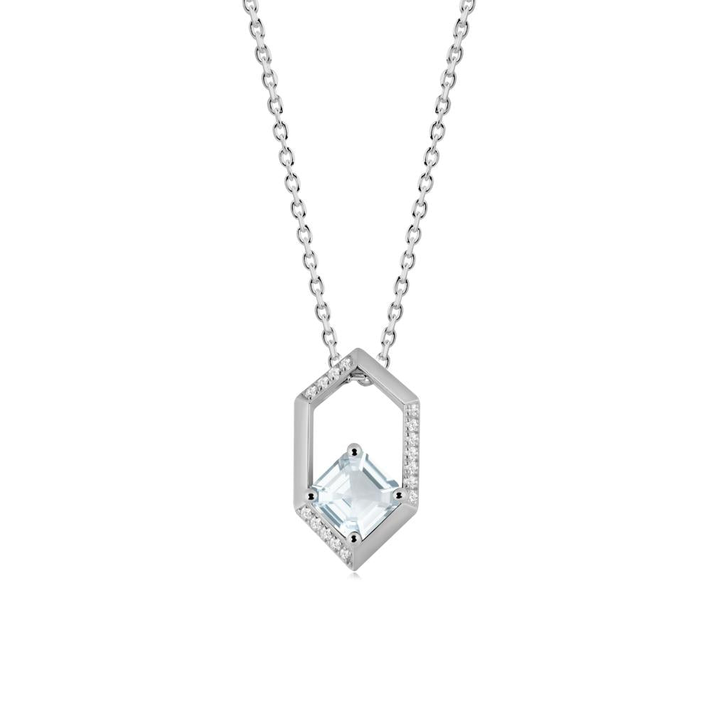Geometric Asscher Aquamarine Pendant - LUO Jewelry #metal_platinum