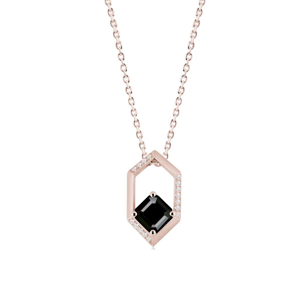 Geometric Asscher Black Spinel Pendant - LUO Jewelry #metal_14k rose gold