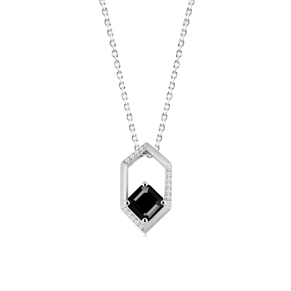 Geometric Asscher Black Spinel Pendant - LUO Jewelry #metal_14k white gold