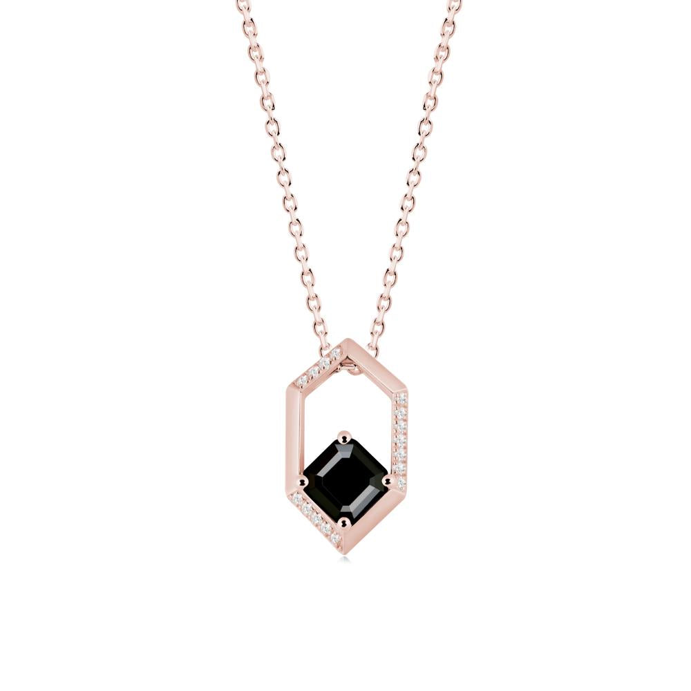 Geometric Asscher Black Spinel Pendant - LUO Jewelry #metal_18k rose gold
