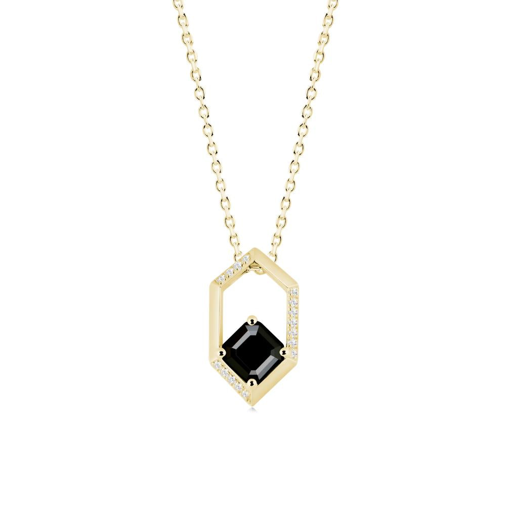 Geometric Asscher Black Spinel Pendant - LUO Jewelry #metal_18k yellow gold