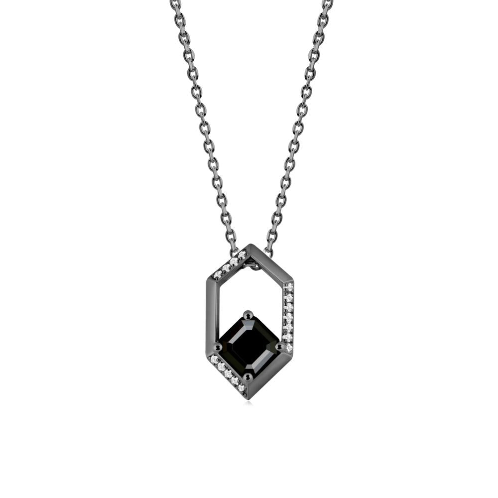 Geometric Asscher Black Spinel Pendant - LUO Jewelry #metal_black finish sterling silver