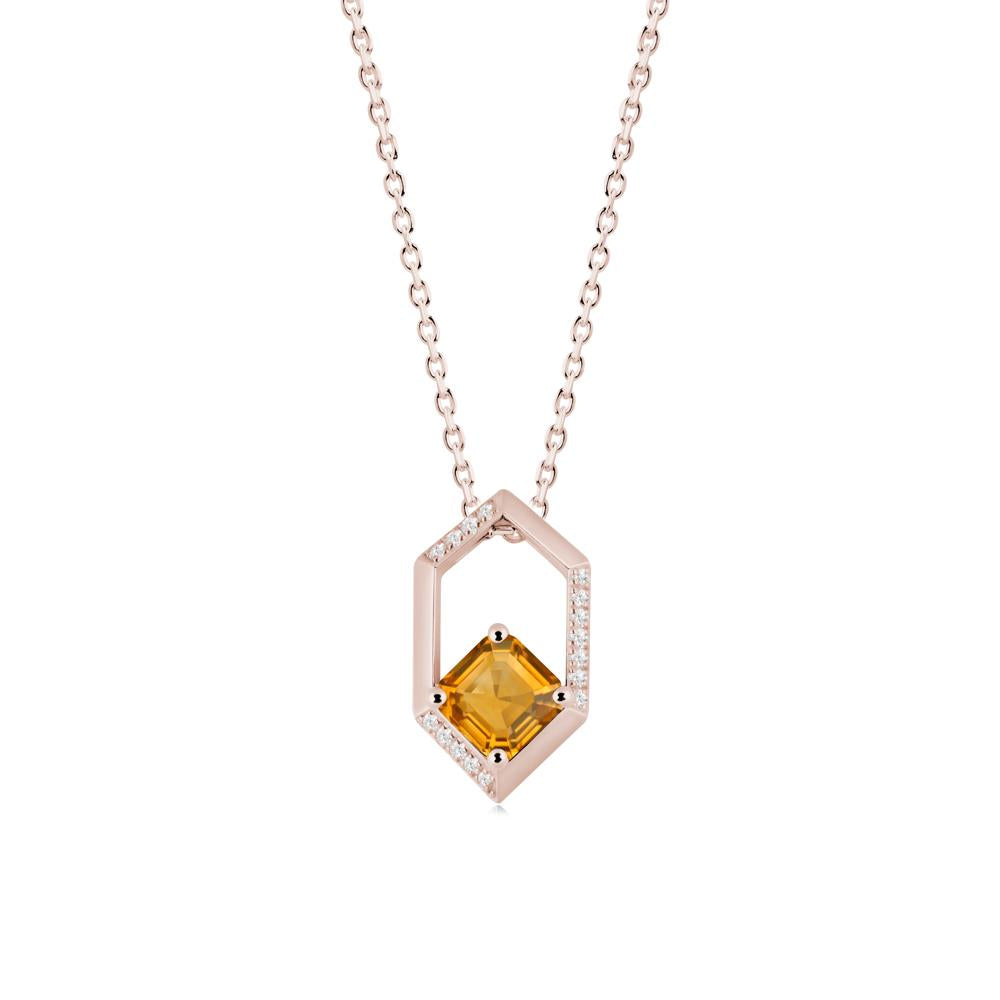 Geometric Asscher Citrine Pendant - LUO Jewelry #metal_14k rose gold